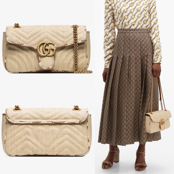 SOLD▪️Gucci Marmont Raffia Snake Crossbody Bag - Picture 13 of 15